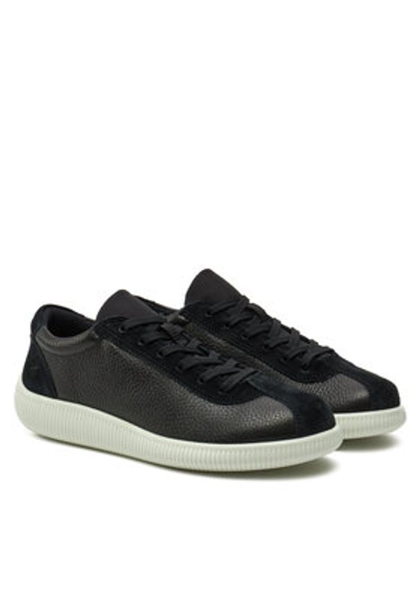 ecco - ECCO Sneakersy Soft Zero W 22025351052 Czarny. Kolor: czarny. Materiał: skóra, zamsz