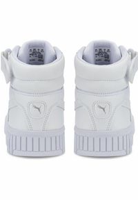 Puma - Damskie sneakersy Carina 2.0 Mid PUMA White Silver Gray. Okazja: na plażę. Kolor: biały, wielokolorowy, szary. Materiał: guma, syntetyk, materiał. Sezon: lato