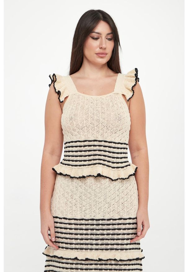 Twinset U&B - Top damski ażurowy TWINSET U&B. Wzór: ażurowy