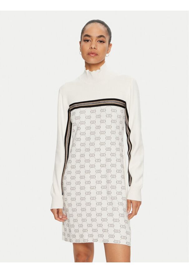 Liu Jo Sport Sukienka dzianinowa TF4227 MS63L Écru Regular Fit. Materiał: syntetyk, wiskoza. Typ sukienki: sportowe. Styl: sportowy