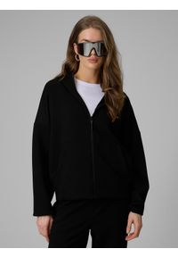 4f - 4F Bluza dresowa regular z kapturem damska - czarna XS. Okazja: na co dzień. Typ kołnierza: kaptur. Kolor: czarny. Materiał: dresówka. Styl: casual, klasyczny, sportowy #1