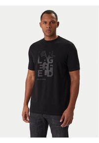 Karl Lagerfeld - KARL LAGERFELD T-Shirt 755053 561221 Czarny Regular Fit. Typ kołnierza: dekolt w karo. Kolor: czarny. Materiał: bawełna #1