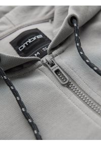 Ombre Clothing - Męska bluza dresowa z kapturem o delikatnej strukturze – szara V4 - Rozmiar: XL. Okazja: na co dzień. Typ kołnierza: kaptur. Kolor: szary. Materiał: dresówka. Styl: sportowy, casual #7