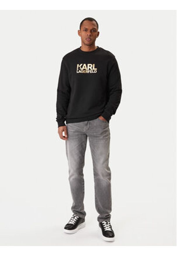 Karl Lagerfeld - KARL LAGERFELD Bluza 705780 561917 Czarny Regular Fit. Typ kołnierza: dekolt w karo. Kolor: czarny. Materiał: bawełna