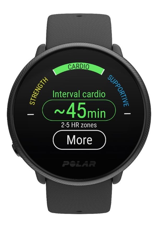 POLAR - Polar Ignite 2 czarny. Rodzaj zegarka: smartwatch. Kolor: czarny. Materiał: polar. Styl: sportowy, elegancki, casual