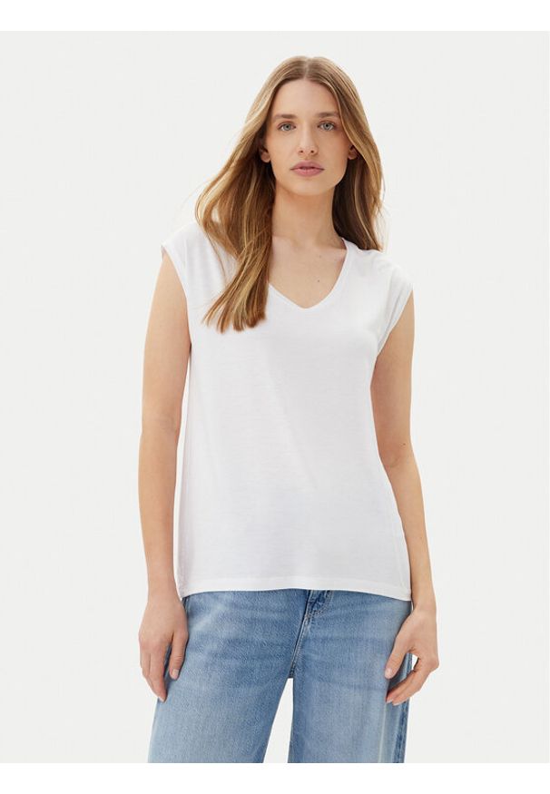 Pieces T-Shirt Billo 17078732 Biały Loose Fit. Kolor: biały. Materiał: wiskoza