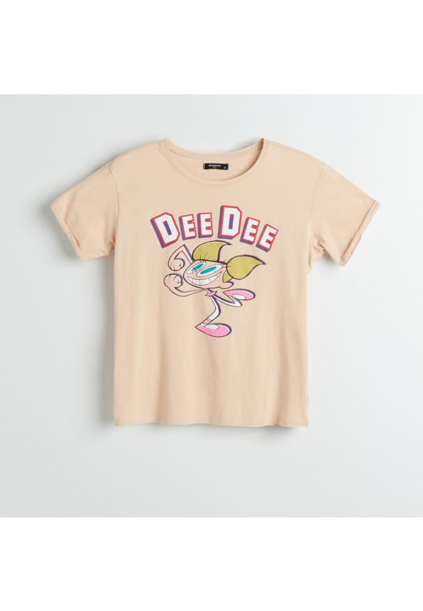 Reserved - T-shirt Dee Dee - Kremowy. Kolor: kremowy