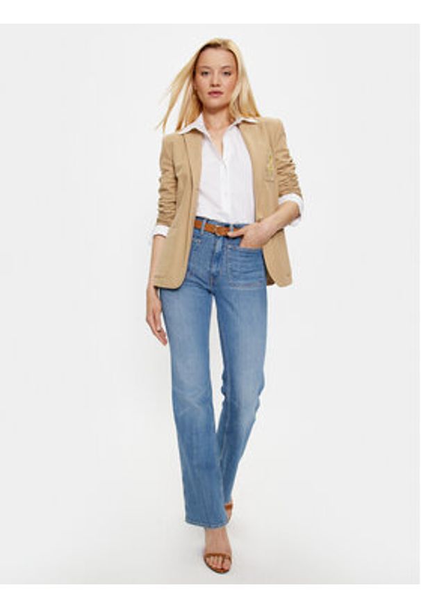 Lauren Ralph Lauren Marynarka 200797305013 Beżowy Regular Fit. Kolor: beżowy. Materiał: bawełna