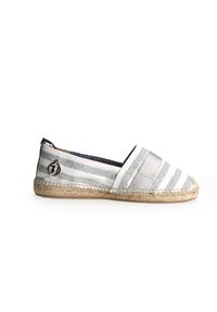 Trussardi Jeans Espadryle | 79A90602 | Kobieta | Srebrny. Nosek buta: okrągły. Kolor: srebrny. Materiał: skóra, tkanina. Wzór: aplikacja #4