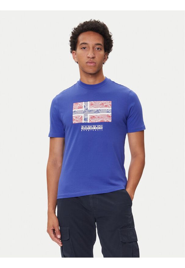 Napapijri T-Shirt S-Drapeau Ss NP0A891K Niebieski Regular Fit. Kolor: niebieski. Materiał: bawełna