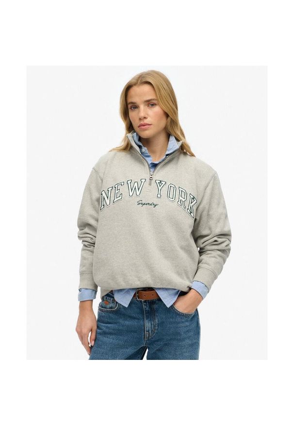 Bluza damska z zamkiem 1/2 Superdry Athletic Ess Applique. Kolor: szary