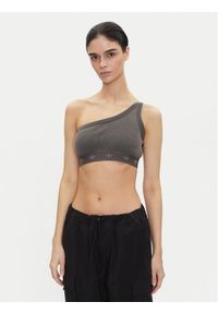 Adidas - adidas Top Ribbed JC7558 Szary Slim Fit. Kolor: szary. Materiał: bawełna
