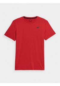 4f - Koszulka treningowa regular szybkoschnąca męska. Kolor: czerwony. Materiał: włókno, dzianina