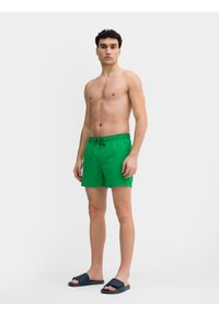 4f - Spodenki kąpielowe boardshorty męskie. Kolor: zielony. Materiał: elastan, włókno, materiał