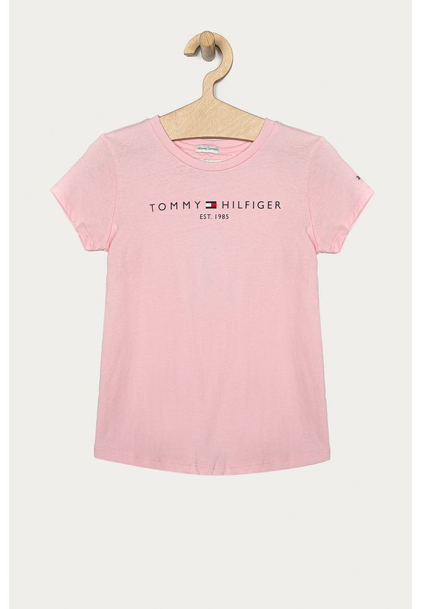 TOMMY HILFIGER - Tommy Hilfiger - T-shirt dziecięcy 74-176 cm. Okazja: na co dzień. Kolor: różowy. Materiał: bawełna, dzianina. Wzór: nadruk. Styl: casual