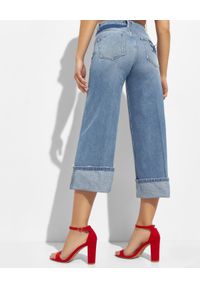 Pinko - PINKO - Szerokie spodnie jeansowe Pamela. Stan: podwyższony. Kolor: niebieski. Wzór: aplikacja #6