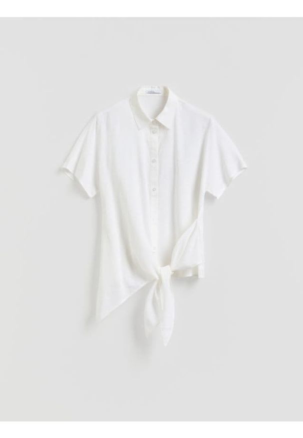 Reserved - Koszula z lnem - biały. Kolor: biały. Materiał: len