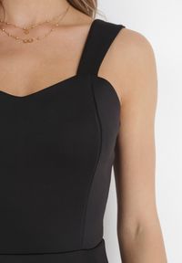 Born2be - Czarna Rozkloszowana Sukienka Midi na Ramiączkach z Głębokim Dekoltem Maudia. Kolor: czarny. Długość rękawa: na ramiączkach. Długość: midi #4