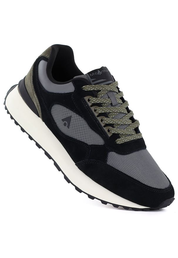 McArthur - Skórzane półbuty sportowe męskie czarne Mcrthur MA254. Okazja: na co dzień. Kolor: czarny. Materiał: tkanina. Styl: sportowy