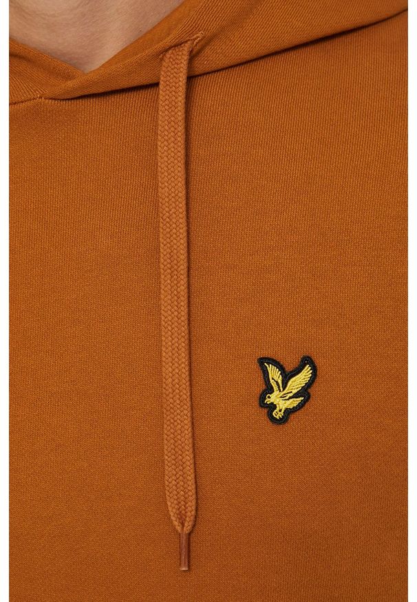 Lyle & Scott Bluza bawełniana męska kolor brązowy z kapturem gładka. Okazja: na co dzień. Typ kołnierza: kaptur. Kolor: brązowy. Materiał: bawełna. Wzór: gładki. Styl: casual