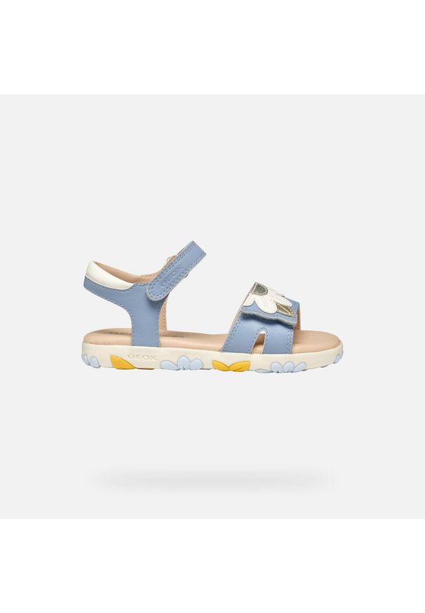 Sandały Geox Model J Sandal Haiti Girl Kolor Niebieski. Kolor: szary, niebieski, wielokolorowy, biały. Materiał: syntetyk. Sezon: lato
