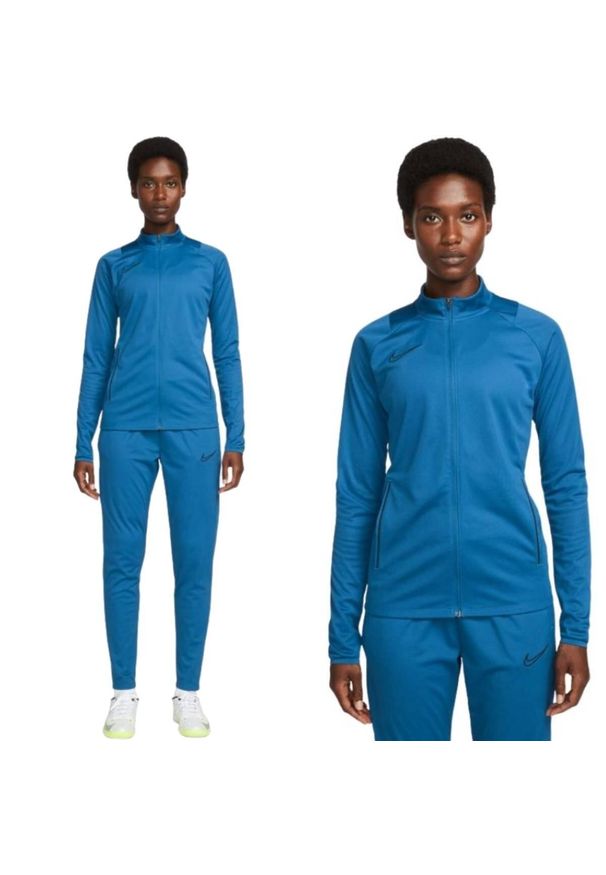 Dres damski Nike Academy 21 Track Suit treningowy Dri-Fit zestaw bluza spodnie. Kolor: niebieski. Materiał: dresówka. Technologia: Dri-Fit (Nike). Sport: piłka nożna