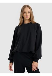 4f - 4F Bluza dresowa nierozpinana z modalem damska - czarna S. Okazja: na co dzień. Kolor: czarny. Materiał: dresówka. Styl: casual #1