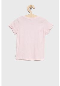 Tom Tailor t-shirt bawełniany dziecięcy kolor różowy. Okazja: na co dzień. Kolor: różowy. Materiał: bawełna. Długość rękawa: krótki rękaw. Długość: krótkie. Wzór: aplikacja, nadruk. Styl: casual