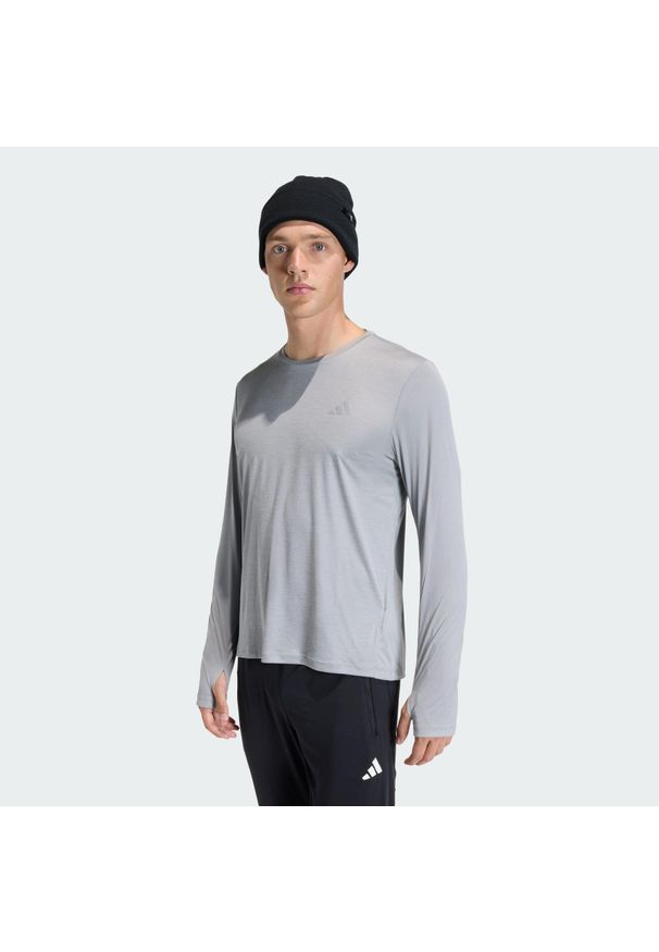 Adidas - Koszulka adi365 Running Essentials Longsleeve. Kolor: szary. Długość rękawa: długi rękaw. Technologia: ClimaCool (Adidas). Długość: długie. Sport: bieganie