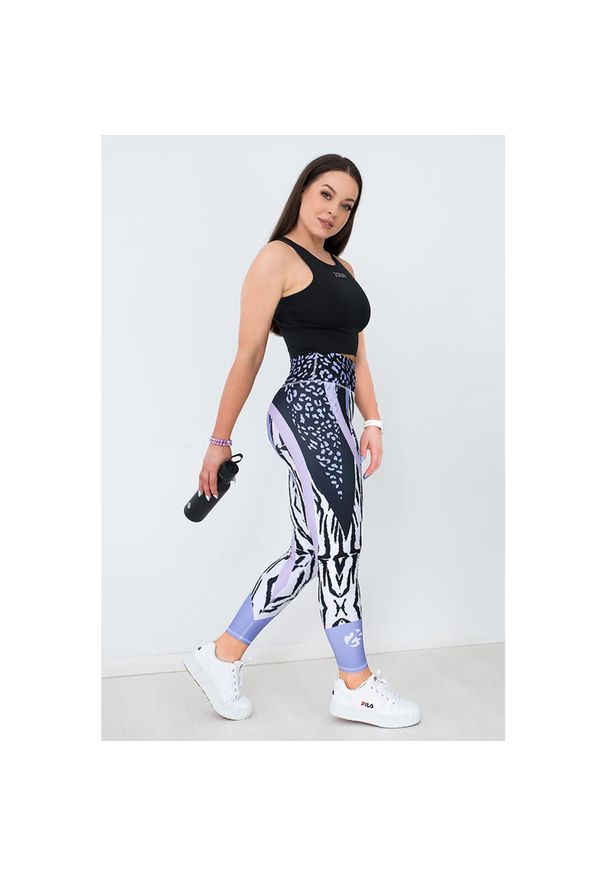 2SkIN - Legginsy sportowe kształtujące sylwetkę damskie 2skin Fit Freak lila. Kolor: fioletowy, wielokolorowy, różowy, biały. Materiał: elastan, poliester