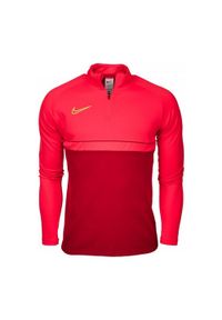 Nike - Męska Koszulka Academy 21 DriFIT Quarter Zip Drill Top. Kolor: czerwony