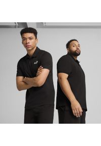 Puma - Męska koszulka polo Essentials z logo No. 1 z piki PUMA Black. Typ kołnierza: polo. Kolor: czarny. Materiał: prążkowany. Wzór: haft. Sport: fitness