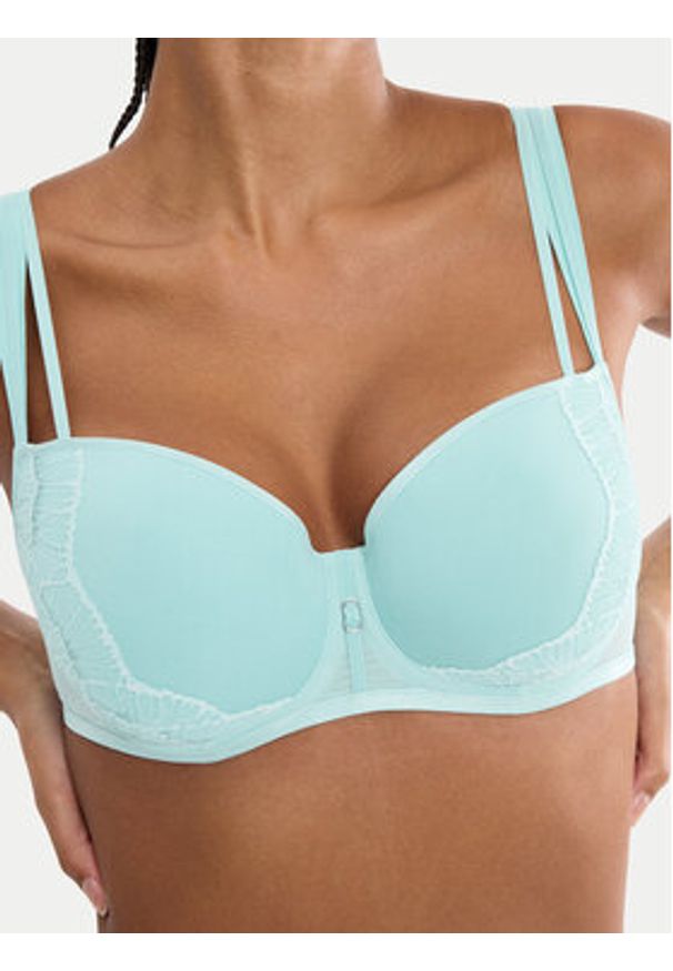 Triumph Biustonosz z fiszbiną Palina Moonlight Kiss 10224803 Turkusowy. Kolor: turkusowy. Materiał: syntetyk