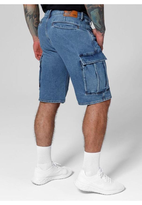 PITBULL - Szorty męskie Pitbull Jeansowe bojówki Classic Wash Deerhorn. Kolor: niebieski. Materiał: jeans