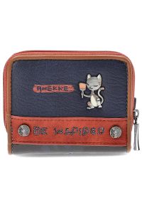 Granatowy Stylowy Portfel Damski Anekke. Kolor: niebieski. Materiał: materiał, skóra ekologiczna. Wzór: aplikacja #5