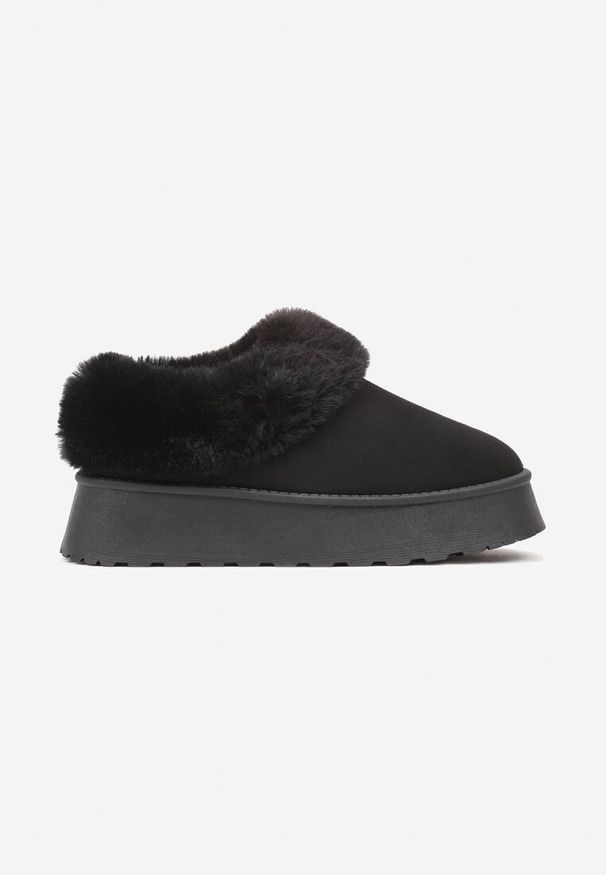 Born2be - Czarne Śniegowce na Grubej Podeszwie z Futerkiem Beccaria. Okazja: na co dzień. Kolor: czarny. Materiał: futro. Sezon: zima. Styl: casual, elegancki