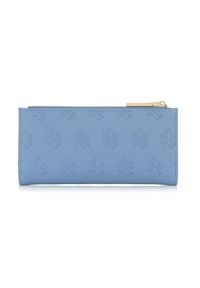 Ochnik - Błękitny portfel damski z tłoczeniem. Kolor: niebieski. Materiał: skóra. Wzór: kwiaty #7