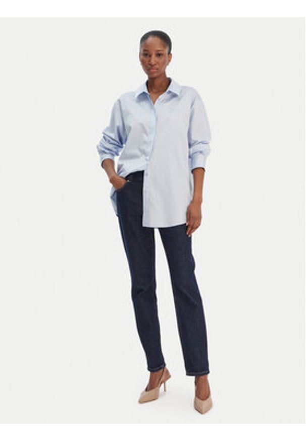 Guess Koszula W6RH57 WAF10 Błękitny Oversize. Kolor: niebieski. Materiał: bawełna