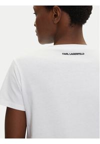 Karl Lagerfeld - KARL LAGERFELD T-Shirt A1W17019 Biały Regular Fit. Typ kołnierza: dekolt w karo. Kolor: biały. Materiał: bawełna