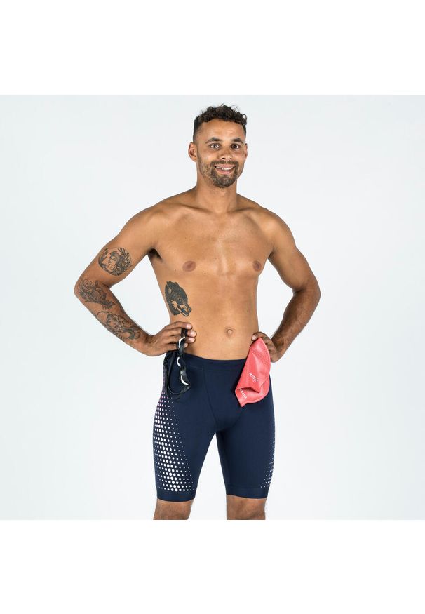 Decathlon - Spodenki pływackie Jammer męskie Nabaiji Fiti. Kolor: niebieski. Materiał: poliester, poliamid, materiał, elastan