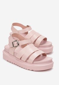 Renee - Różowe Sandały Gladiatorki na Platformie Jaylnia. Kolor: różowy. Obcas: na platformie #3