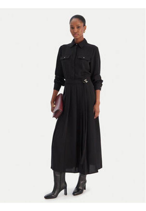 Liu Jo Sukienka koszulowa MF5145 T4241 Czarny Regular Fit. Kolor: czarny. Materiał: syntetyk. Typ sukienki: koszulowe