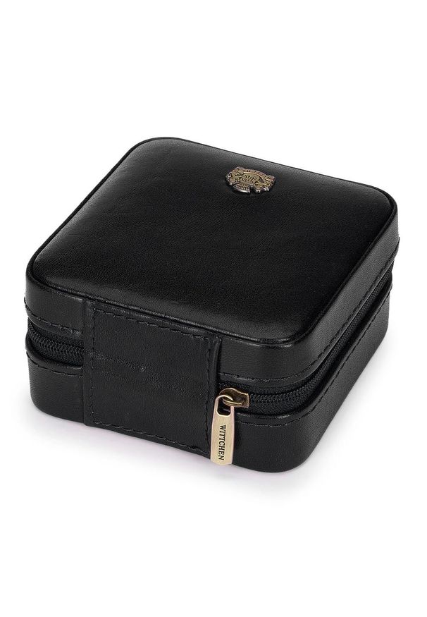 Wittchen - Etui na biżuterię skórzane. Kolor: czarny. Materiał: skóra. Wzór: aplikacja