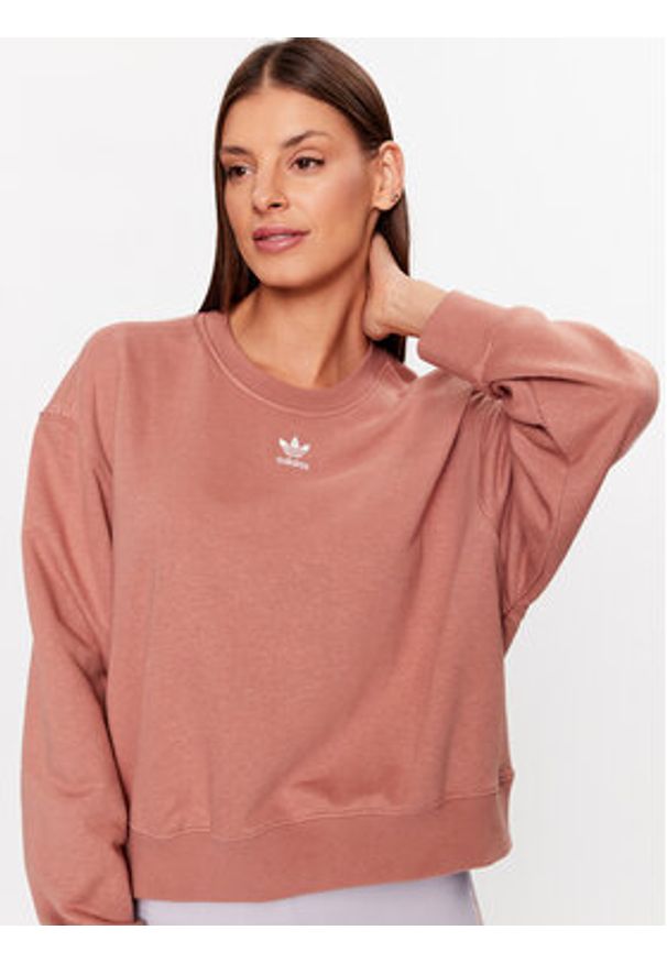 Adidas - adidas Bluza Essentials+ Made with Hemp Sweatshirt IC1822 Brązowy Loose Fit. Kolor: brązowy. Materiał: bawełna
