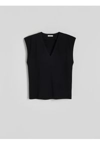 Reserved - Bawełniany t-shirt - czarny. Kolor: czarny. Materiał: bawełna