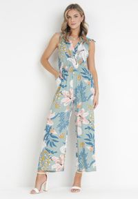 Born2be - Miętowy Kombinezon Fobly. Kolor: miętowy. Długość rękawa: bez rękawów. Długość: długie. Wzór: kolorowy, kwiaty. Styl: elegancki #7