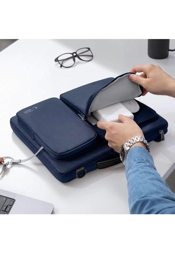 TECH-PROTECT - Torba Tech-Protect Defender Bag Laptop 15-16 granatowy. Kolor: niebieski. Materiał: materiał. Styl: elegancki, casual