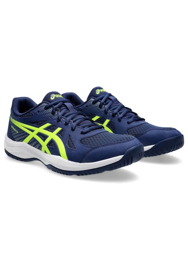 Buty treningowe męskie Asics Upcourt 6. Zapięcie: sznurówki. Kolor: niebieski, wielokolorowy, żółty. Materiał: syntetyk, tkanina, materiał. Szerokość cholewki: normalna