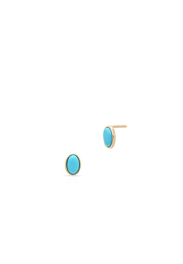W.KRUK - Kolczyki złote Laguna. Materiał: złote. Kolor: złoty. Wzór: aplikacja. Kamień szlachetny: turkus