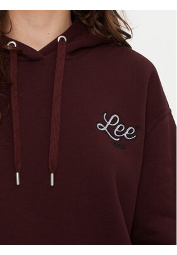 Lee Bluza 112355175 Bordowy Relaxed Fit. Kolor: czerwony. Materiał: bawełna